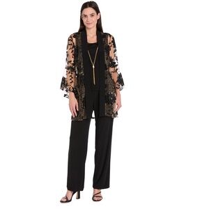 R & M Richards 3/4 Sleeve Embroidered Sequin Lace Two Piece Top Size 8 NWT